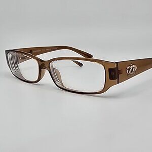 Juicy Couture Drama Queen 01X7 Crystal Brown Gold Cat Eye Eyeglasses Frame Italy